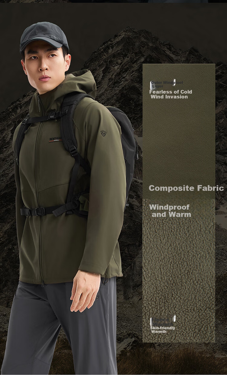 NORTHLAND 【Gangren 3】Men's Softshell Jacket 2026 New Outdoor Three-Proof Wear-Resistant Hiking Mountaineering Softshell Coat 7