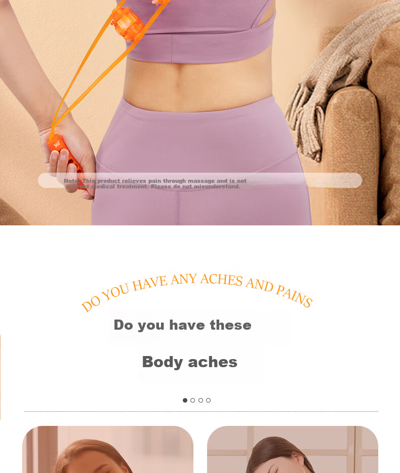 361° Back Strap Massager Shoulder Neck Spine Meridian Clearing Bead Roller Back Roller Self-Massage Device 3