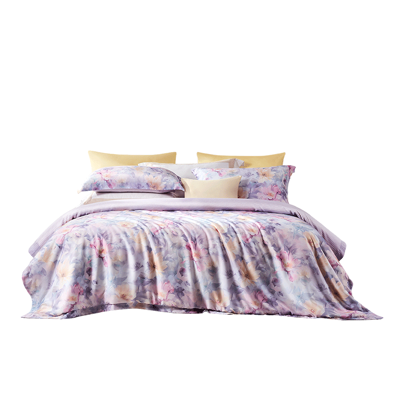 Fuanna 4-Piece Bedding Set 40s Lyocell Tencel Cooling Summer Quilt Cover Double Extra Large 230x229cm Home Collection