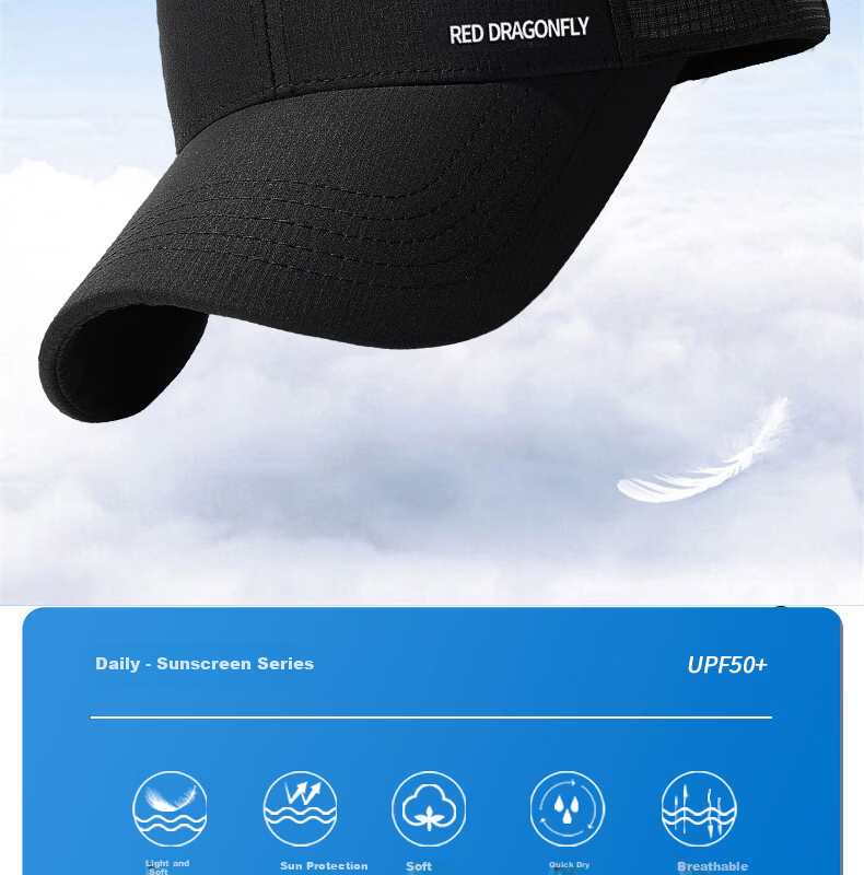 RED DRAGONFLY Men's Summer Breathable Mesh Baseball Cap Outdoor Casual Hiking Fishing Sunshade Duckbill Hat Sun Protection Cap 2