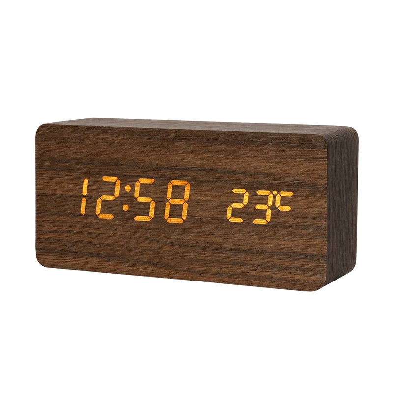 Zhong Xiaobai Smart LED Digital Voice-Control Alarm Clock 2026 New Student Wake-Up Device Large Volume Powerful Wooden Desktop Electronic Bedside Clock Rechargeable Model