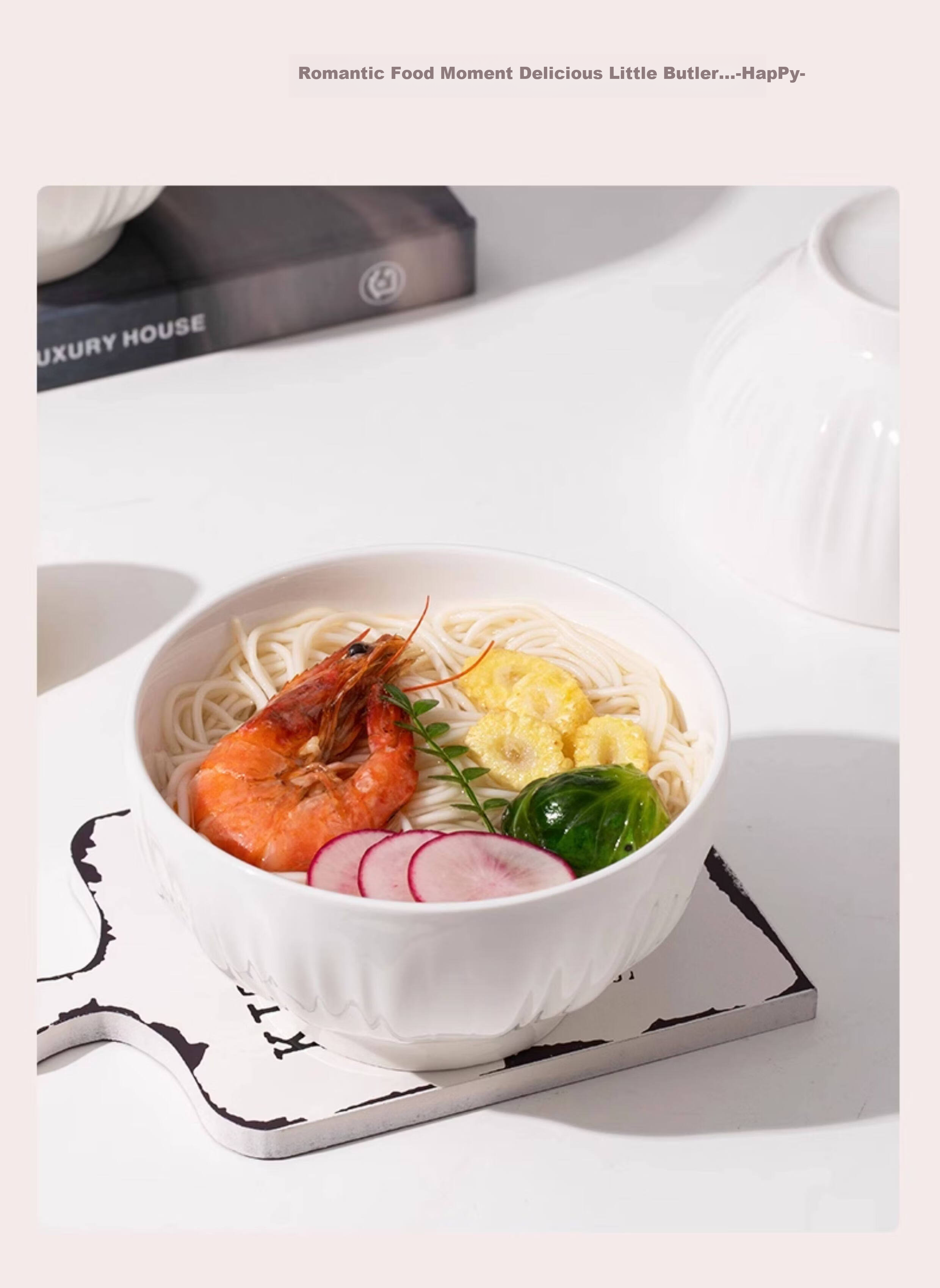 Jieyajie Ceramic Pure White Bowl Set 4.5 Inch Luxury Home Tableware 10-Piece Shengshi Pure White 16