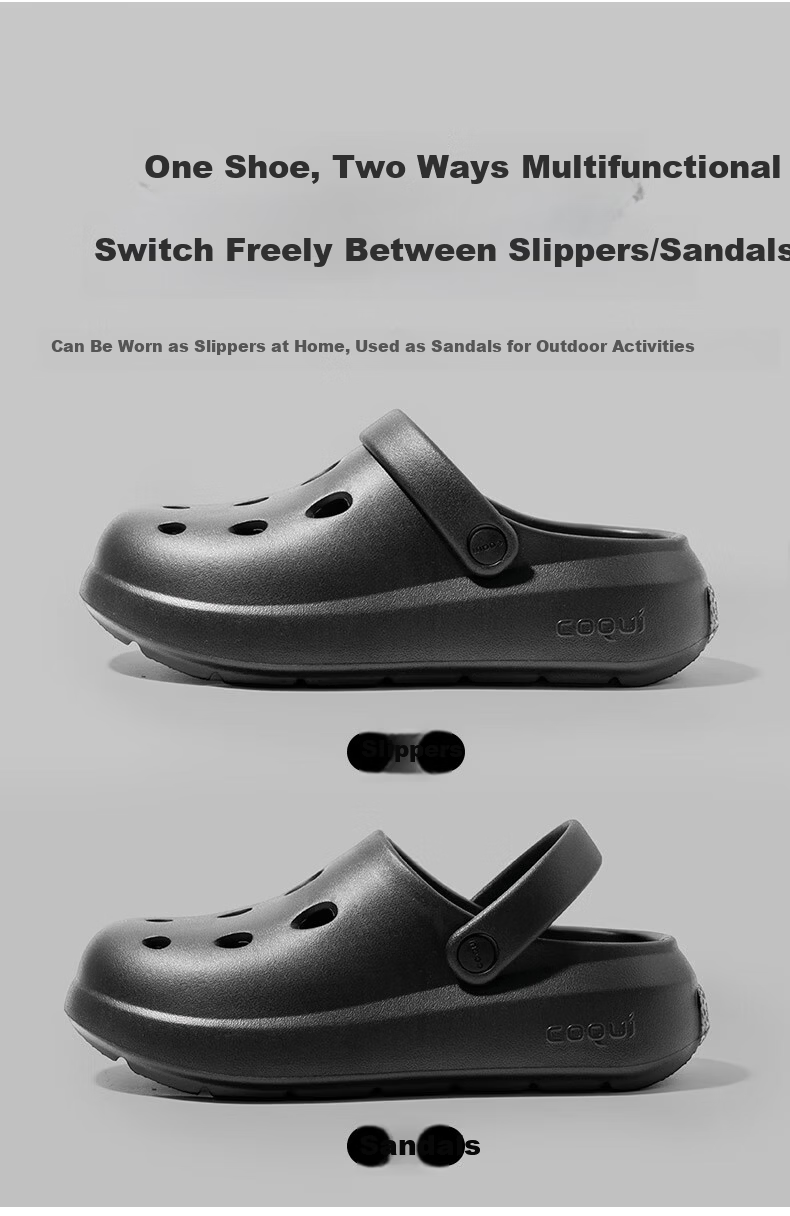 Coqui Unisex Outdoor Casual Breathable Soft Elastic Thick Sole Clogs Sandals Black Size 42-43 CQ2558 7