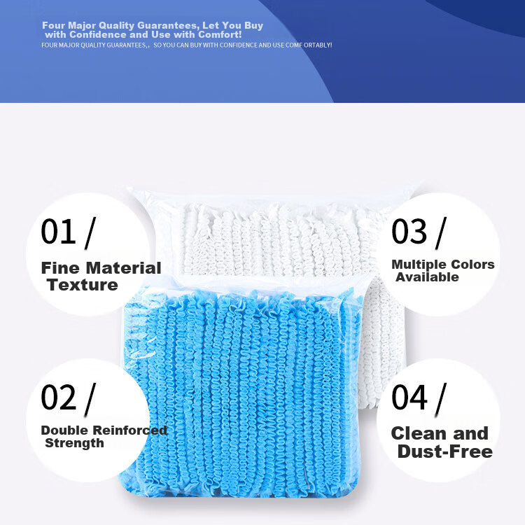 Anxiaoxia Disposable Head Cover Kitchen Dustproof Strip Cap Mesh Cap Non-woven Dustproof Hat White 100pcs/Pack 5