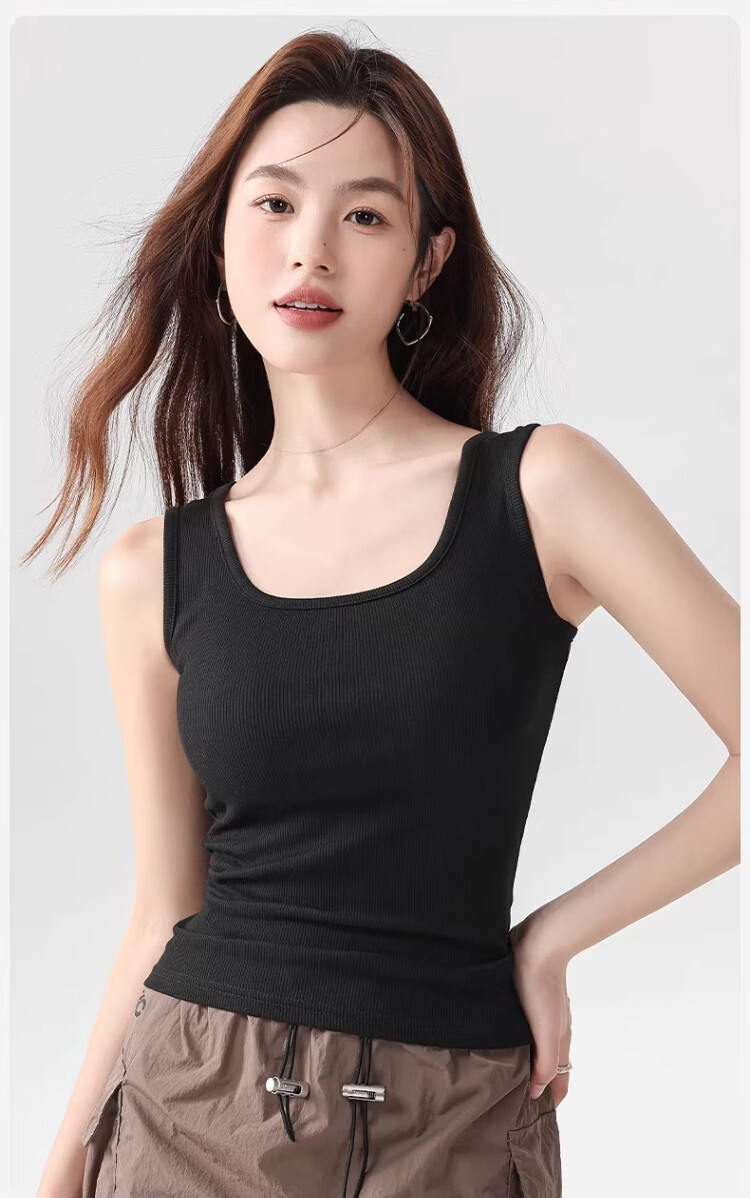 Langsha Pure Cotton Women's Camisole Vest Spring Summer Inner Wear Anti-Exposure Side Coverage Slim Fit Sleeveless Top 17