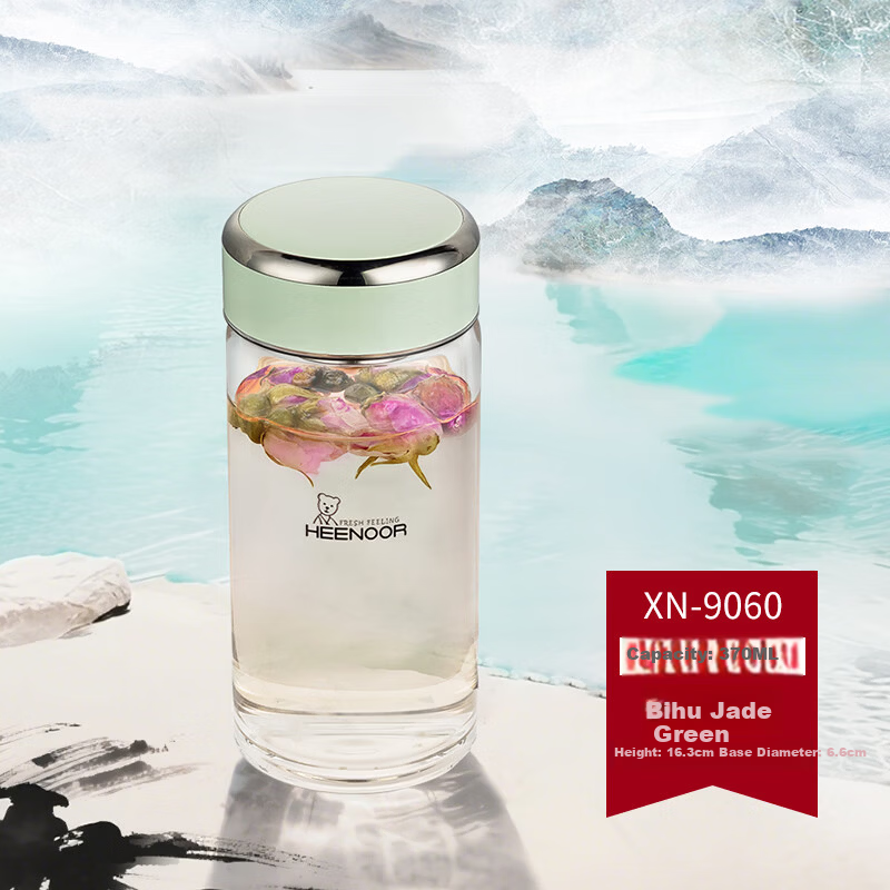 Heenoor Single-Layer Glass Cup, 2026 New Floral Tea Cup, Transparent High-Value Water Cup for Women, Home Portable Tea Infuser Mug