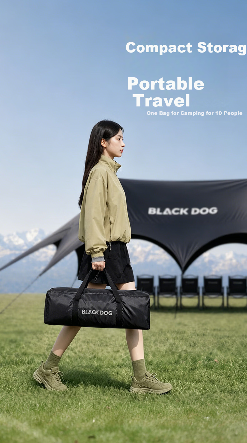 Black Dog Titanium Black Vinyl Canopy Windless Outdoor Camping Tent Sunshade Rainproof Shelter Medium 26㎡ 25