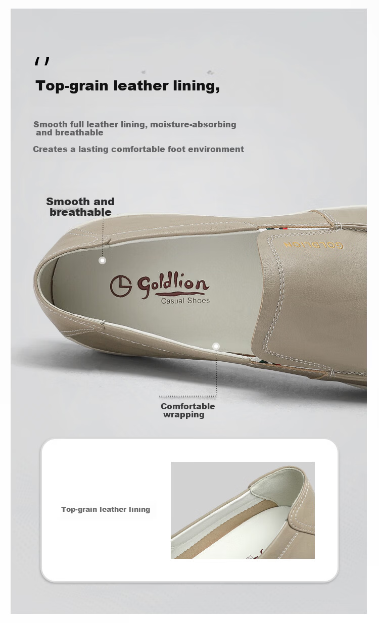 Goldlion Men's Shoes 26 Spring New Business Casual Lightweight Comfortable Slip-On Leather Shoes G527610440LLB Blue Size 39 5