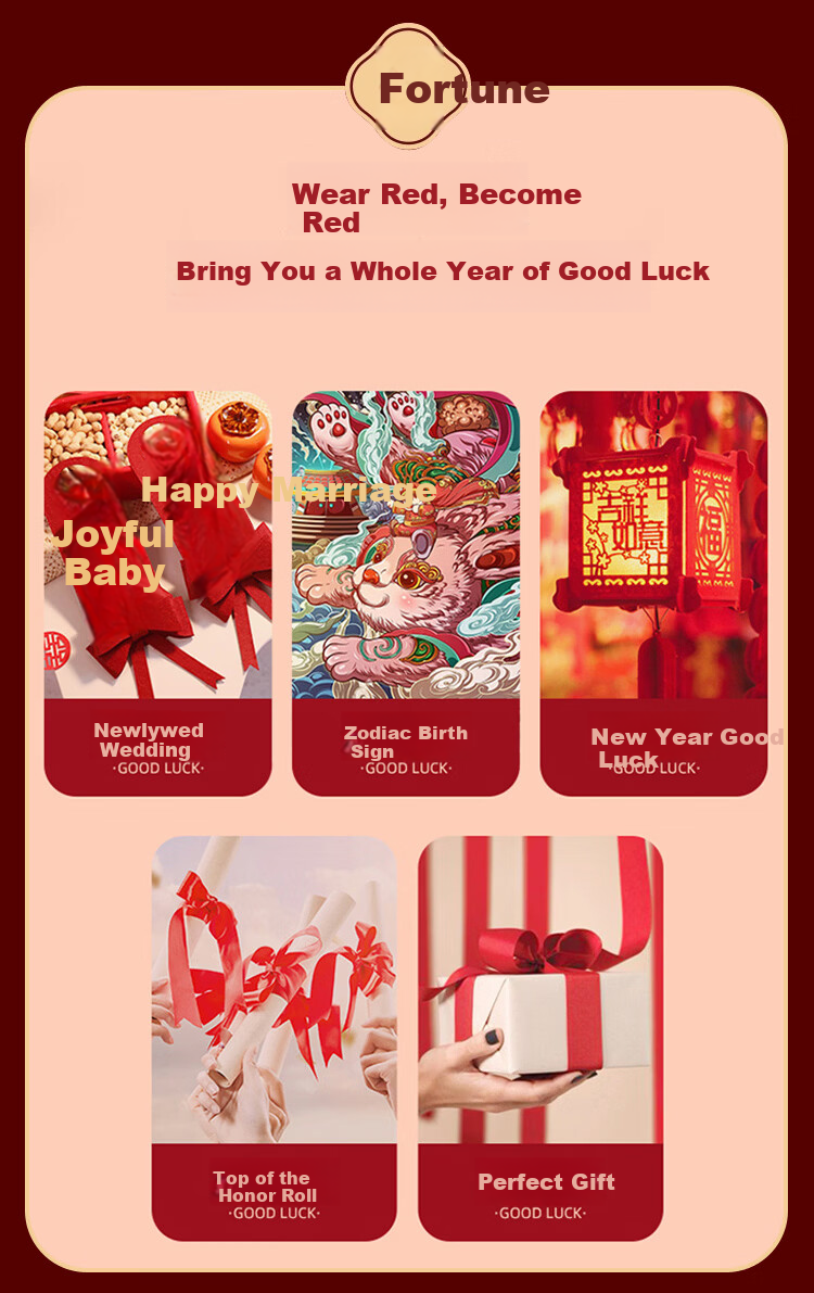 MiiOW Men's Red Thermal Underwear Set for the Year of the Horse with Wool and Silk, Including Underwear, Socks, and Gift Box 4