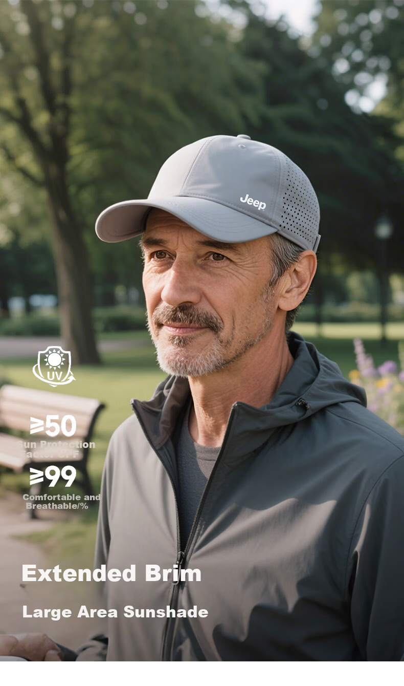 JEEP Men's Dad Hat, Summer Breathable Sun Protection, Elderly Baseball Cap, Quick-Drying Sunshade for Middle-Aged 6
