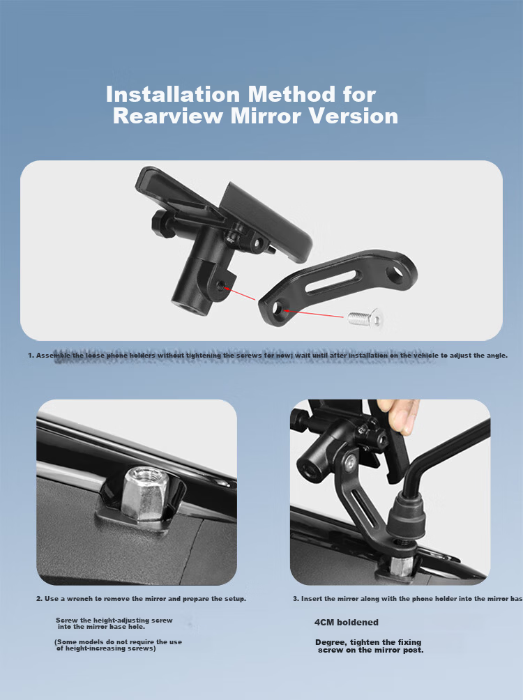 BZBC Aluminum Alloy Phone Holder for Electric Motorcycle, Electric Bicycle, Delivery Rider Shockproof Navigation Mount, Mountain Bike and Road Bike Handlebar Phone Mount 11