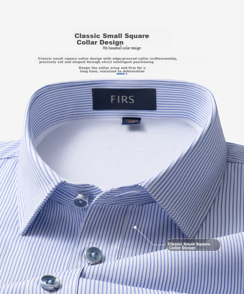 FIRS Fleece-Lined Thickened Warm Shirt Men Winter New Casual Business Thick Shirt Blue Striped 40 3
