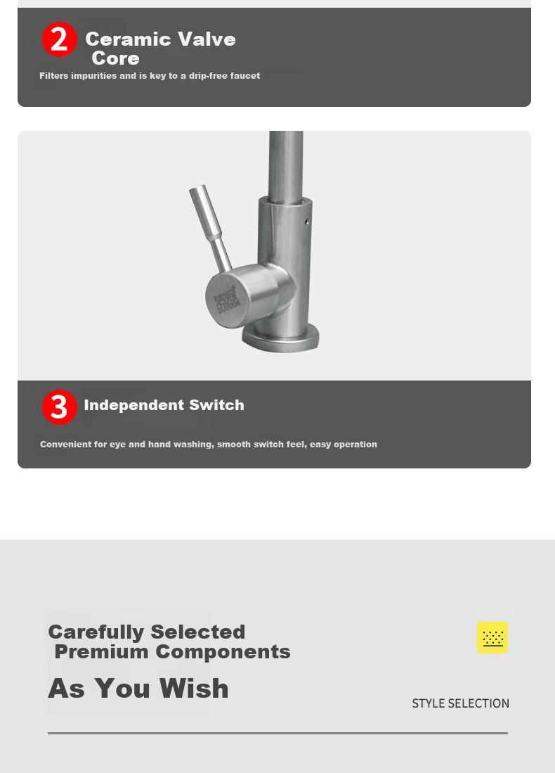 Jinggan Dual-Use Faucet Eyewash Station Laboratory 304 Stainless Steel Simple Emergency Eyewash Device 14