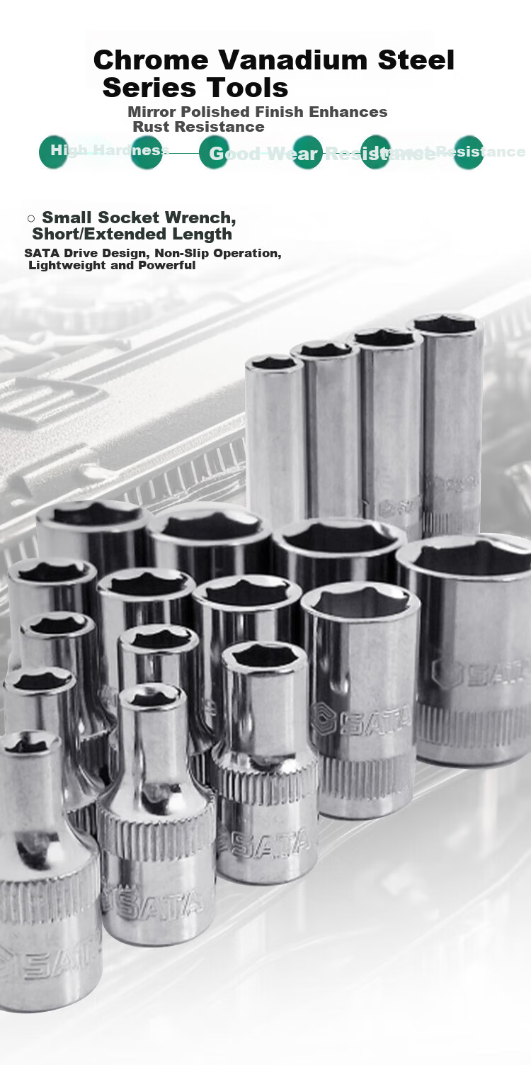 SATA 52-Piece Mini Ratchet Wrench Auto Repair Socket Set 09002 (Various Sizes Available) 5