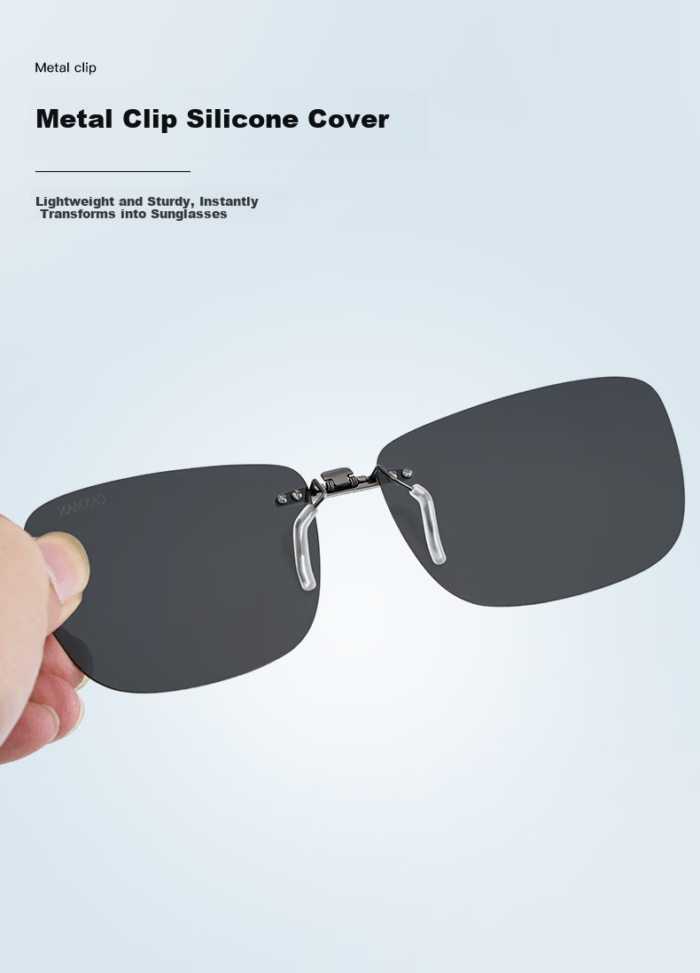 CAXMAN Clip-On Polarized Prescription Sunglasses for Men and Women, Lightweight Square Driving Glasses, UV Protection and Sunshade 6