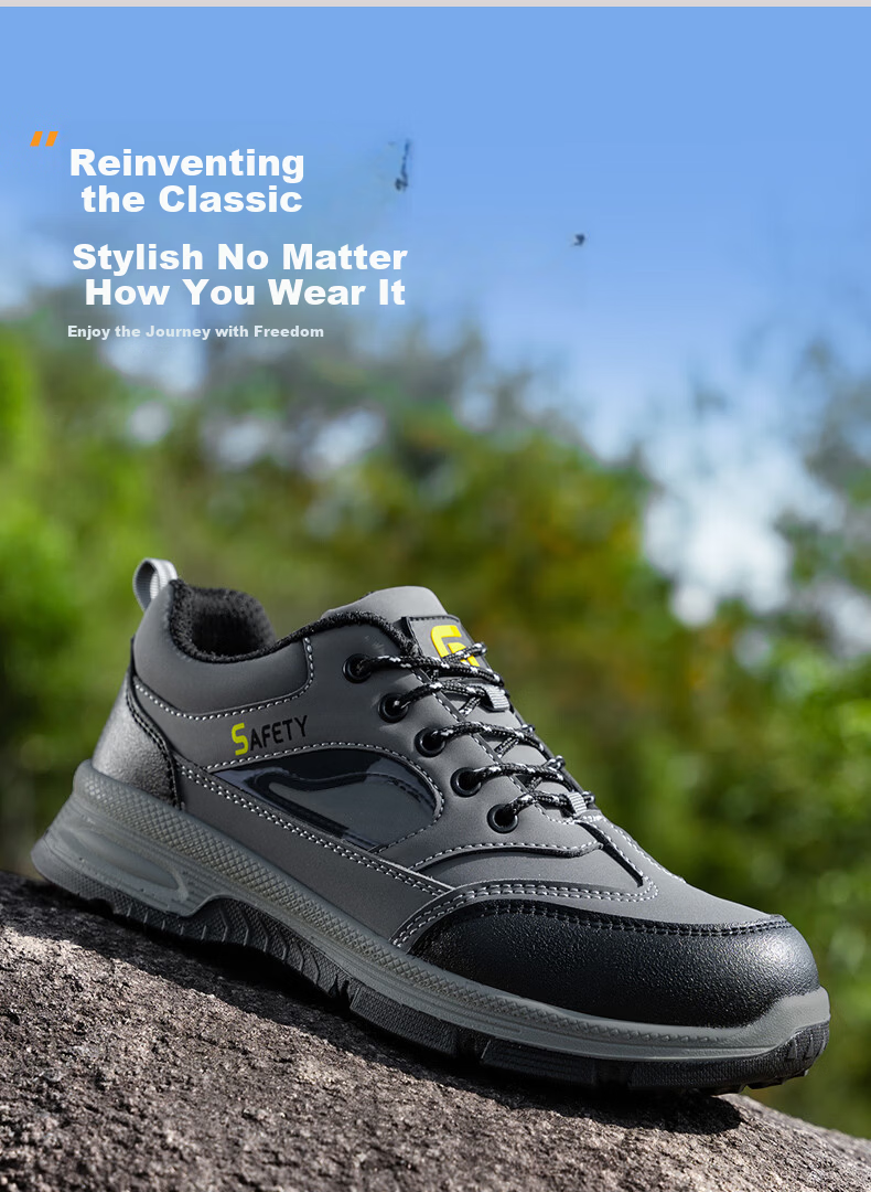 GUYISA Safety Shoes for Men, Summer Breathable Steel Toe Cap, Anti-Smashing And Puncture-Resistant, Lightweight, Wear-Resistant, Construction Site Work Shoes F116F Size 41 6