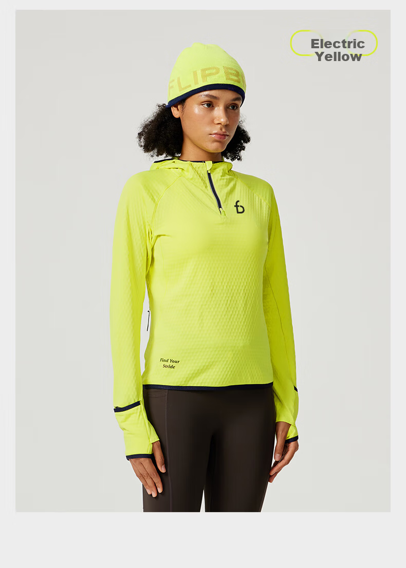 Flipbelt Women's Running Hoodie Long Sleeve Breathable Moisture-Wicking Quick-Dry Thermal Base Layer T-Shirt, Electric Yellow, Size S 7