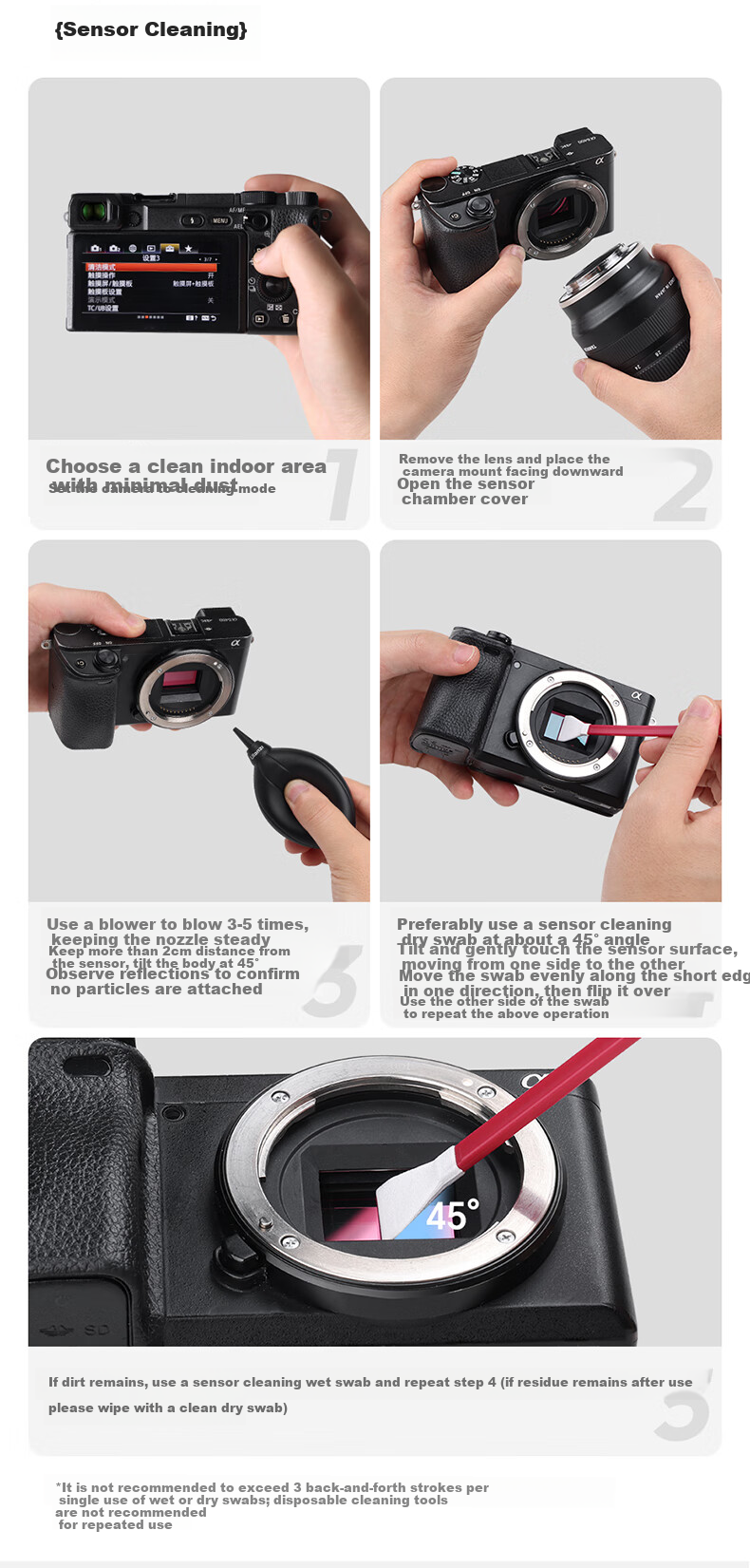 Ulanzi 10-in-1 Camera Cleaning Kit for Sony Canon Nikon Fuji CCD CMOS Sensor Cleaning Swabs Lens Cleaning Cloth Cleaner Soft Brush Silicone Air Blower 14
