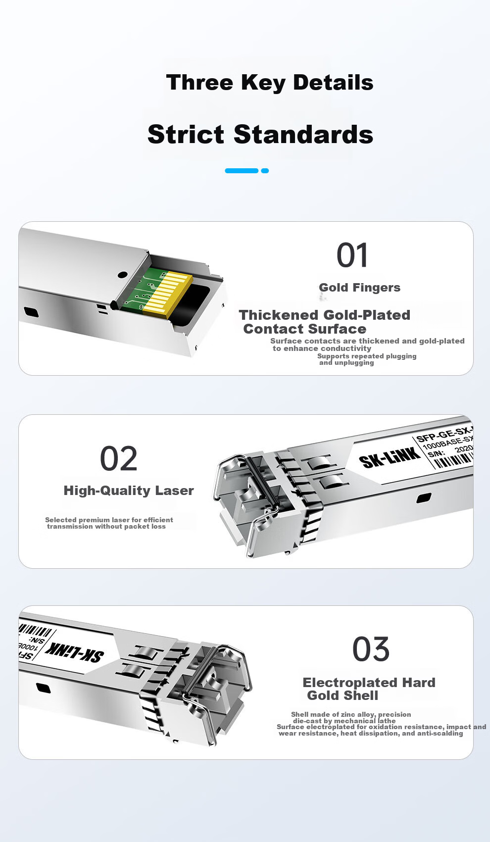 SK-LINK SFP-GE-SX-MM850 Gigabit Multimode Fiber Module 1.25G Dual Fiber LC Connector 850nm Optical Fiber Module-A-D Compatible with Huawei 7