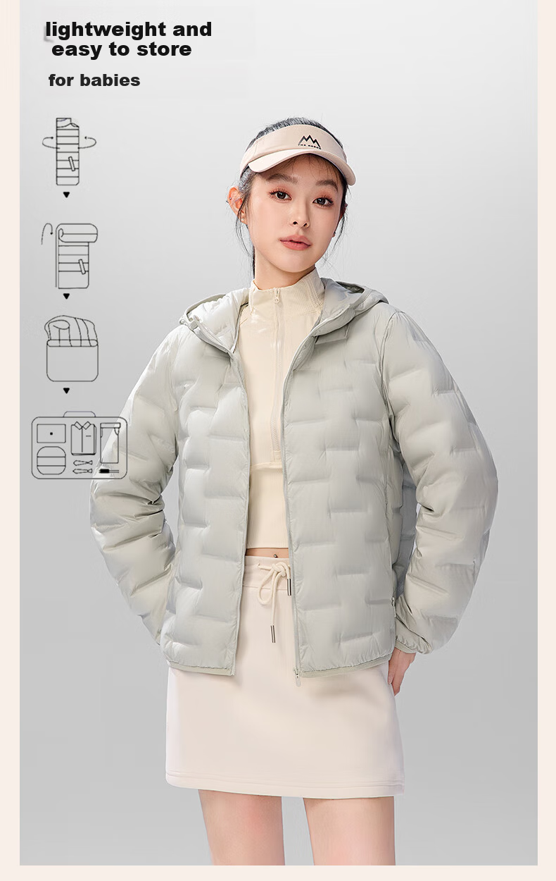 SNOWFLYING Women's Short Down Jacket 2025 Winter Korean Slim Fit Lightweight 90% Down Coat Cream Light Beige XL 9