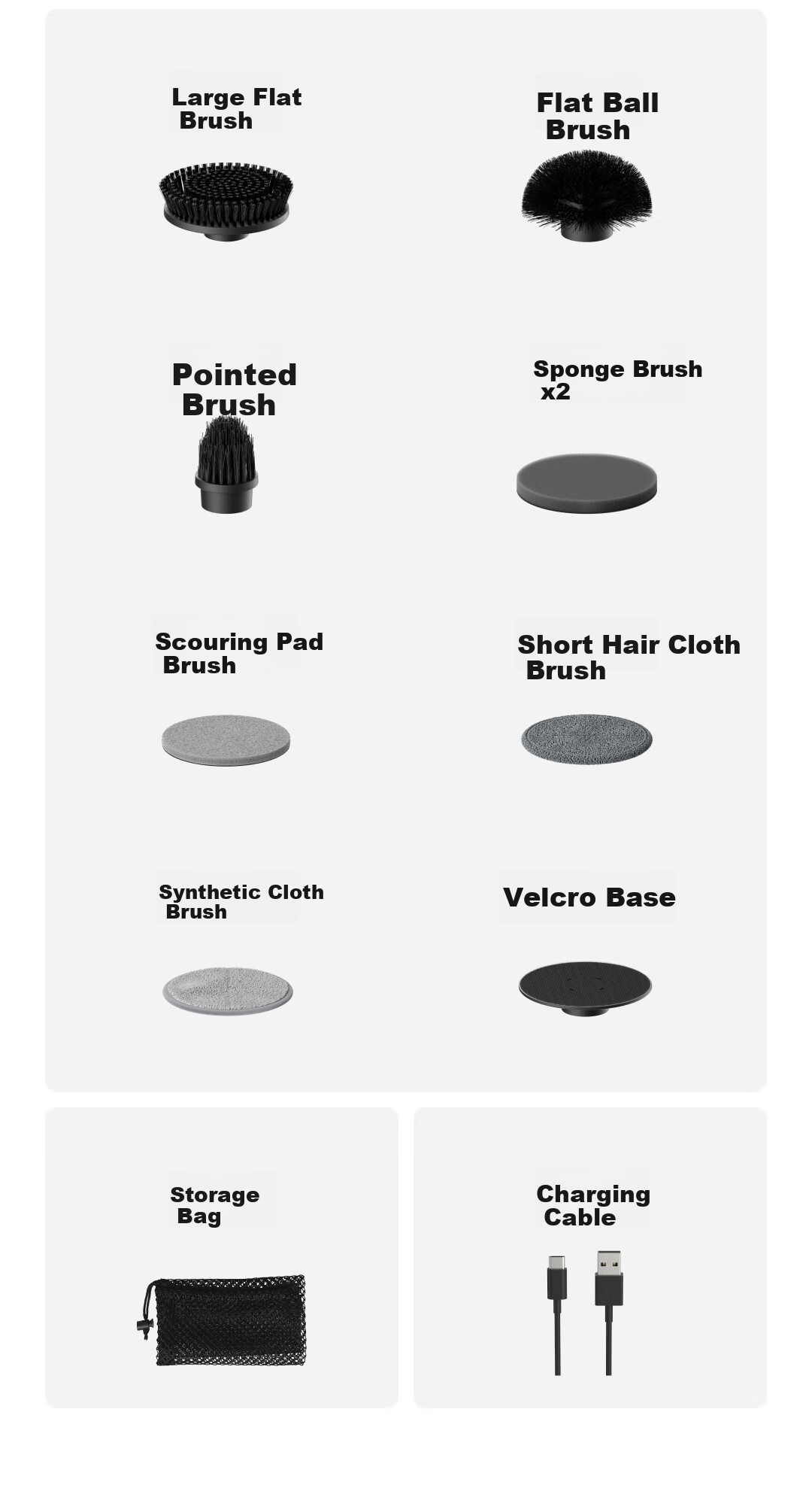 HOTOHOTO Max Whole-House Electric Cleaning Brush Smart Home Waterproof Body Stepless Adjustment Magnetic Head Gift 17