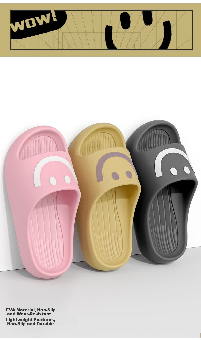 Guoluofi Smiley Face Slippers Women Summer Indoor Home Shower Non-Slip EVA Soft Cool Slippers Men Outdoor Purple Size 38-39 8