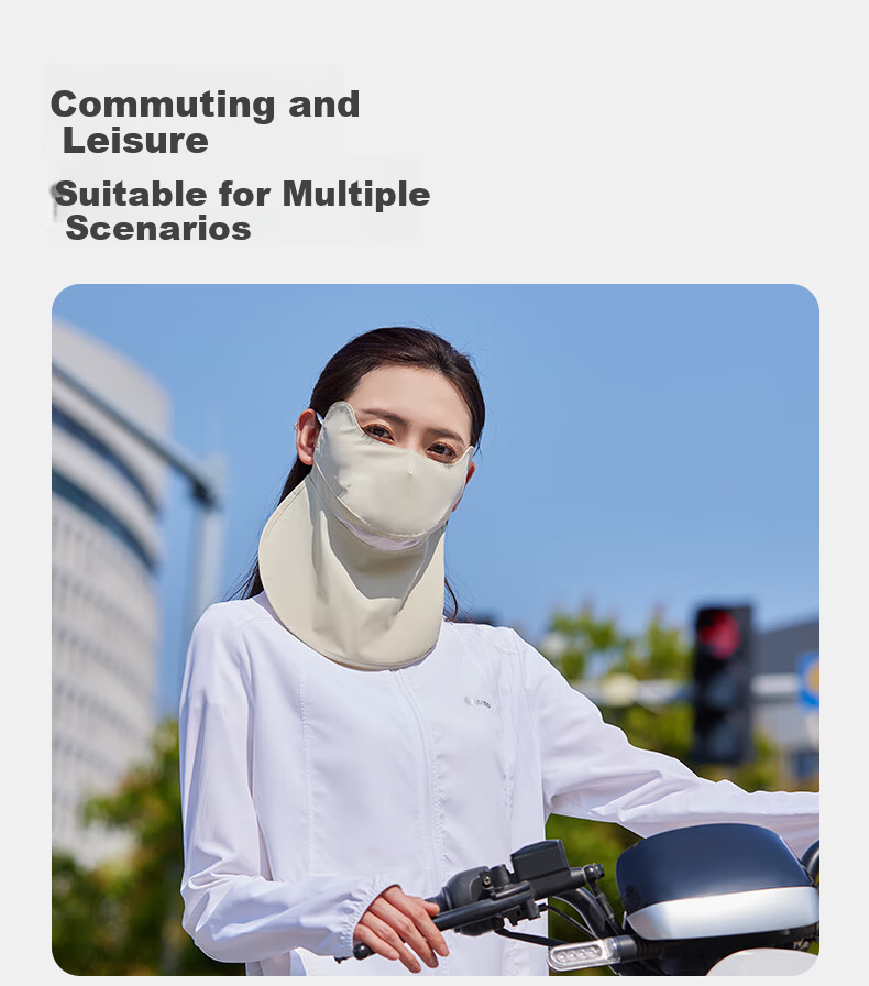 UV100 Taiwan Sun Protection Face Mask Summer UV Shield 3D Open Eye Corner Neck Guard Sun Protection Mask 25410 Germ Rice 15