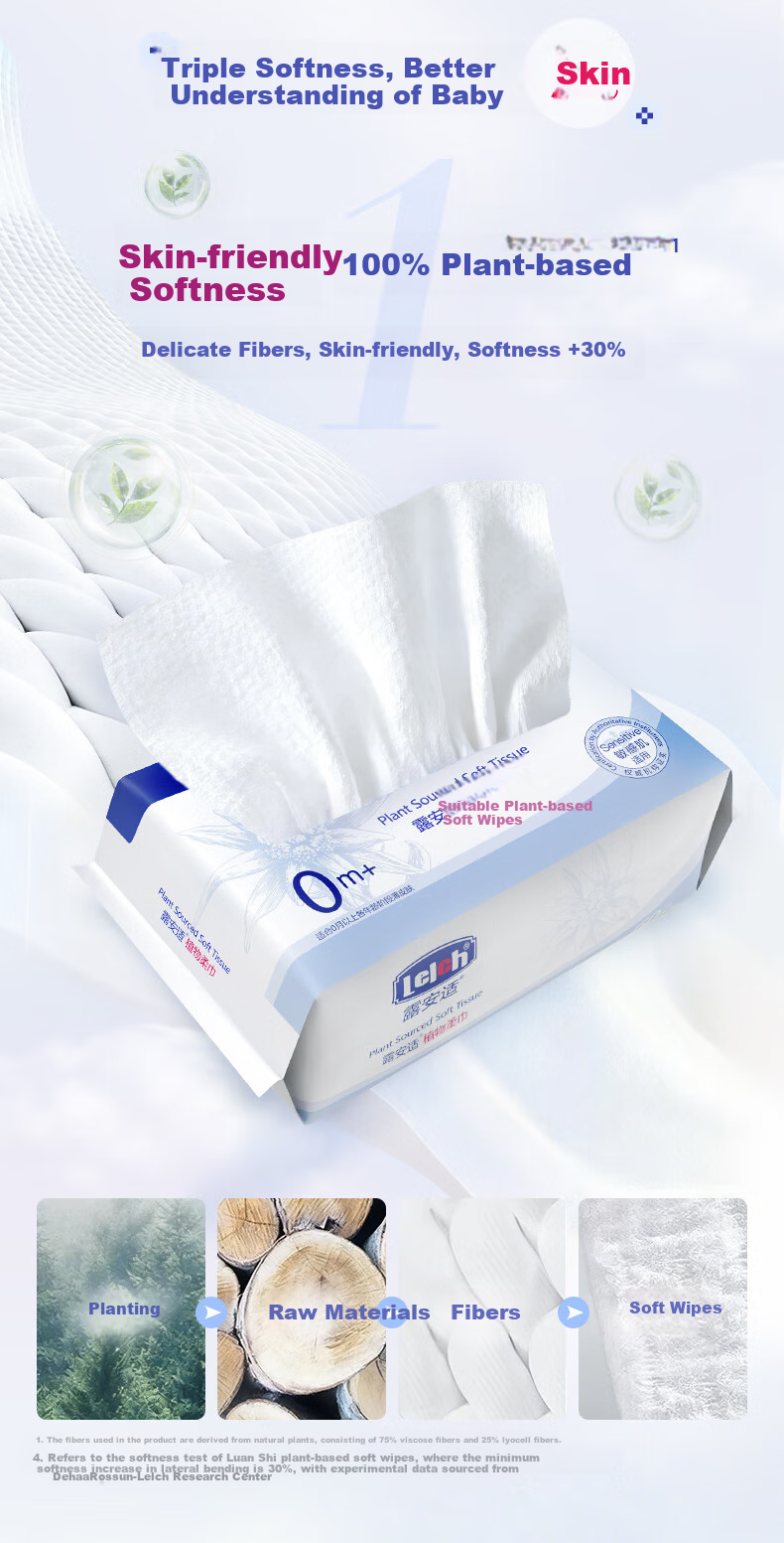 Lelch Plant Soft Towel Ultra Thick Disposable Cotton Soft Facial Towel Baby Cotton Soft Towel 60 Sheets*4 Packs 4