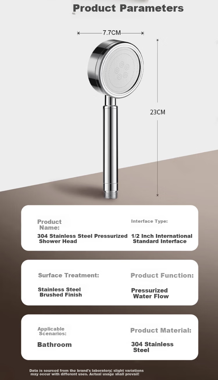 ILeddog 【Germany】304 Thickened Stainless Steel Pressurized Shower Head Universal Handheld Bathroom Single Nozzle 11