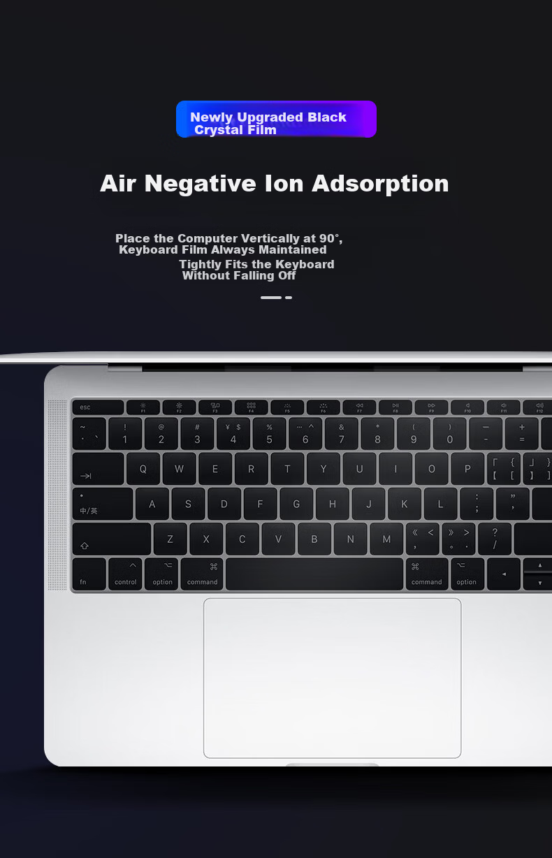DiYi Workshop Ultra-Thin Black Crystal Nano Antibacterial Keyboard Cover for Apple MacBook Pro 13/15 A1706/A1989/A1990 6