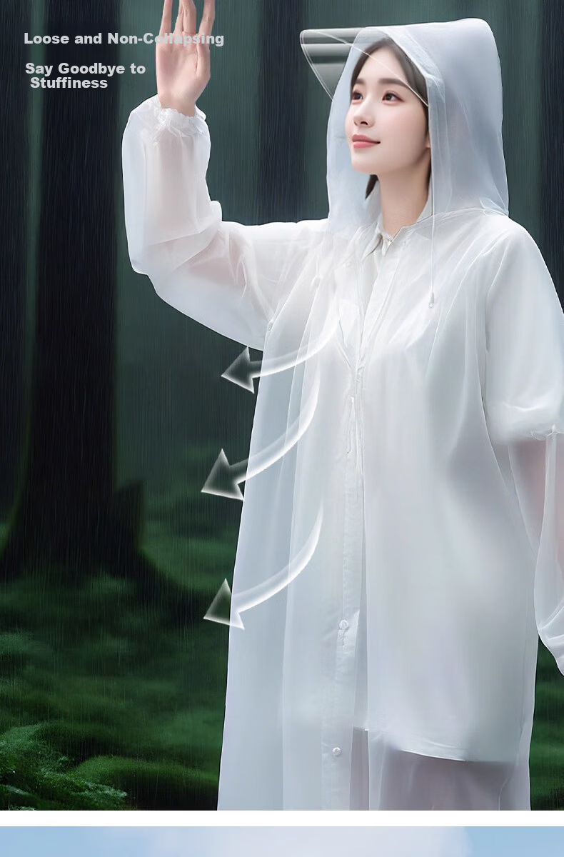 Jiajialin Disposable Portable Raincoat for Adults Outdoor Travel Mountaineering Long Rain Poncho Full Body Stormproof White+Gray 2 Pieces 6