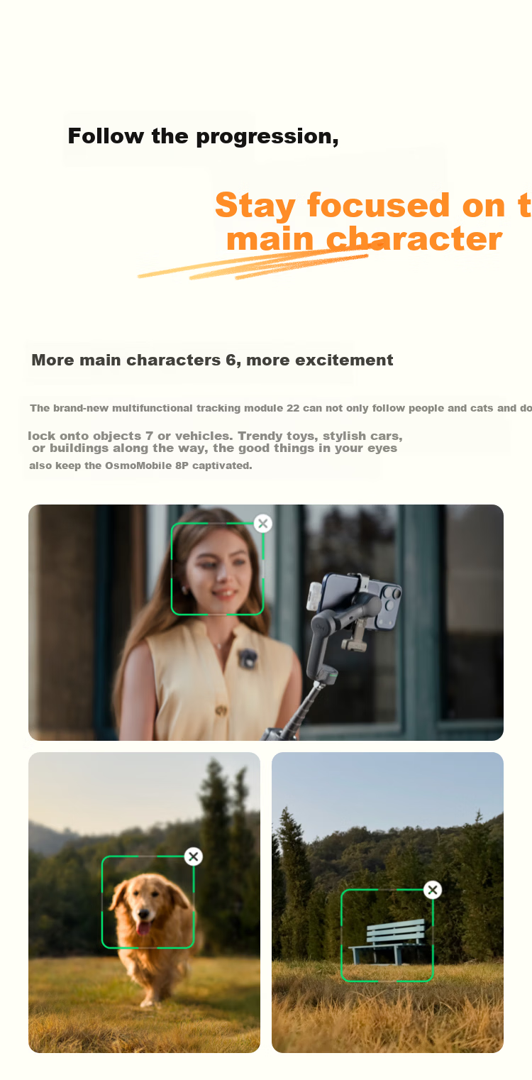 DJI Osmo Mobile 8P Smartphone Gimbal Stabilizer Handheld Remote Control Selfie 360 Tracking Vlog Tool AI Tracking Module Kit New Arrival 6
