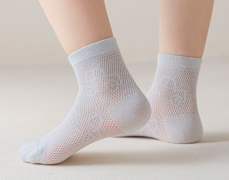 Miiow 5 Pairs Children's Socks Spring Summer Thin Breathable Mesh Cartoon Boys Girls Mid-Calf Cotton Socks 25