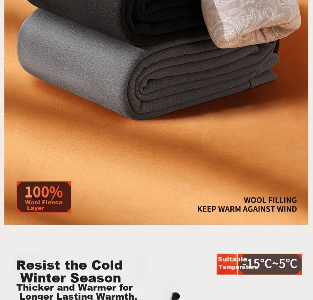 Modal Men's Thermal Pants 100% Wool Lined Fleece Thickened Autumn Winter Cold-Resistant Cotton Pants for Middle-Aged and Elderly 4