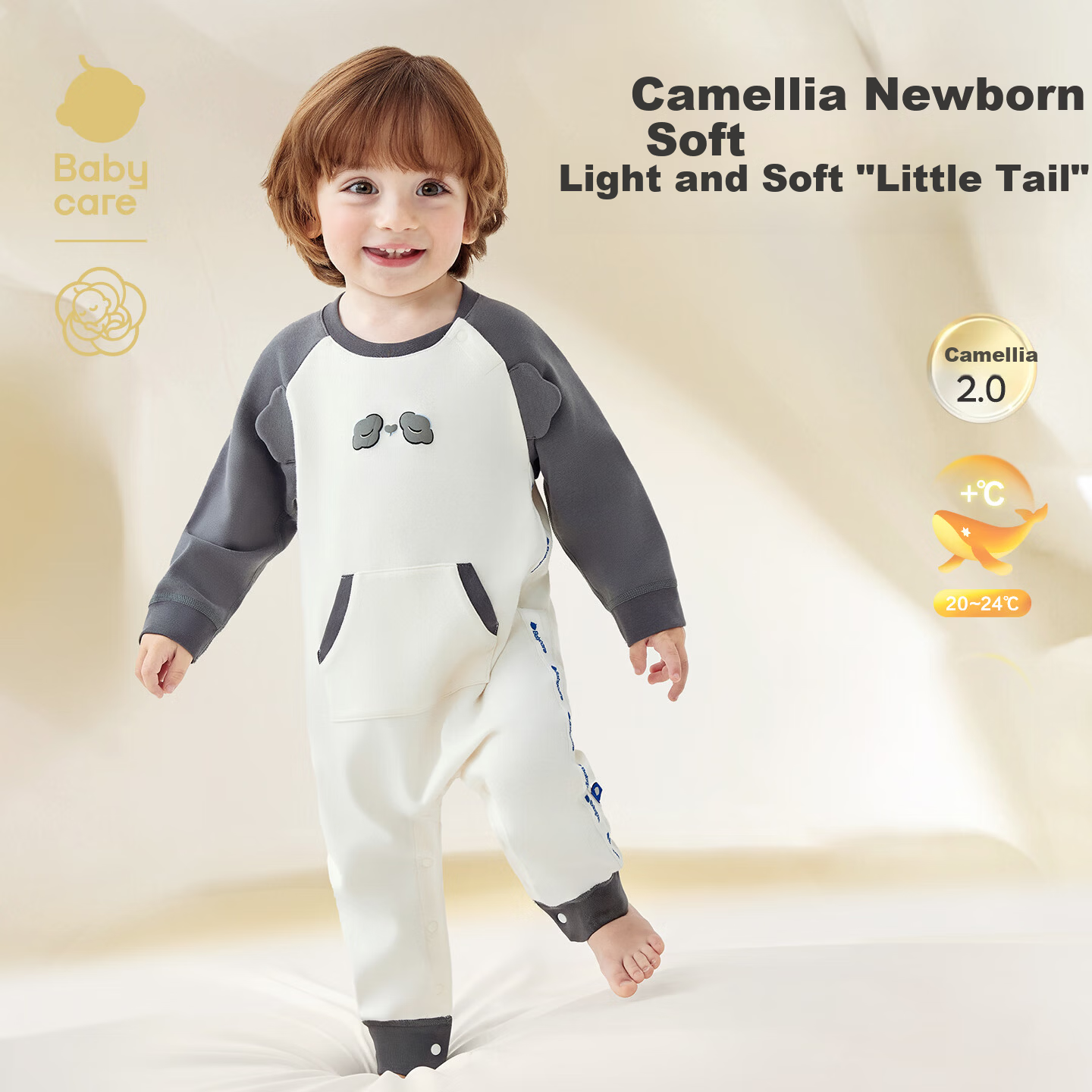 Babycare Camellia Baby Romper Autumn Winter Thickened Jumpsuit Bodysuit Newborn Infant Clothes Dark Gray 73cm