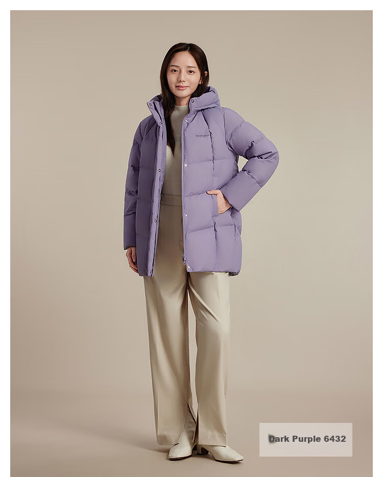 Bosideng Off-Season Women's Mid-Length Casual Fashion Thickened 90% Down Hooded Versatile Winter Coat 8