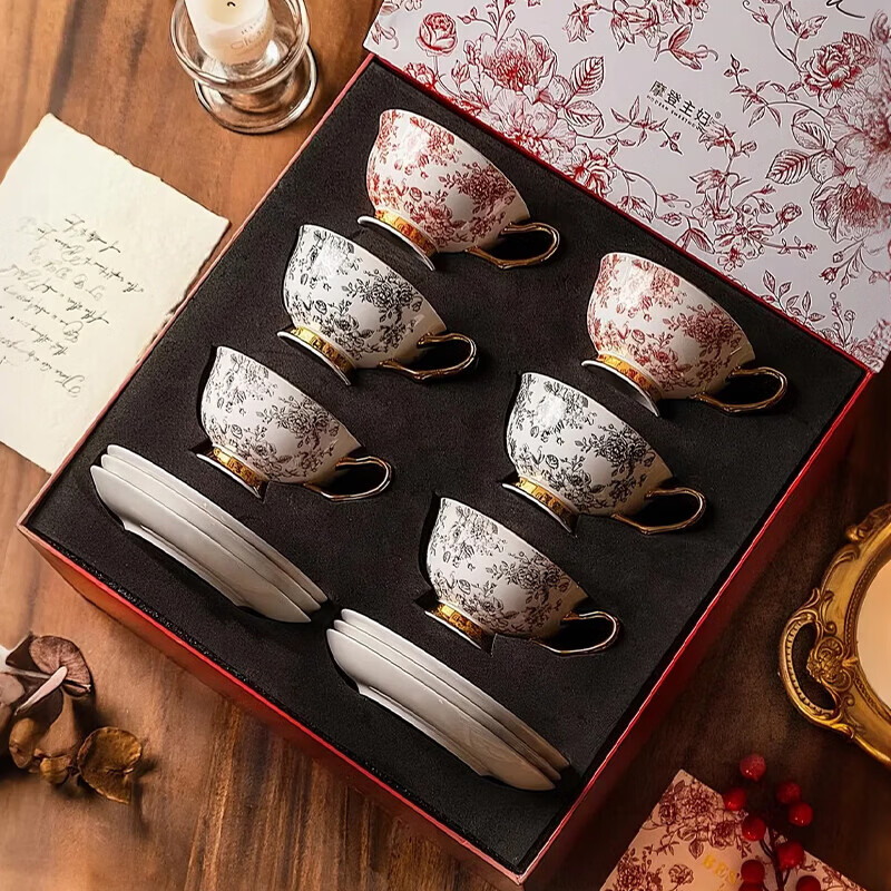 Modern Housewife Rose Holiday Coffee Cup Set Gift for Housewarming Wedding Engagement Newlywed