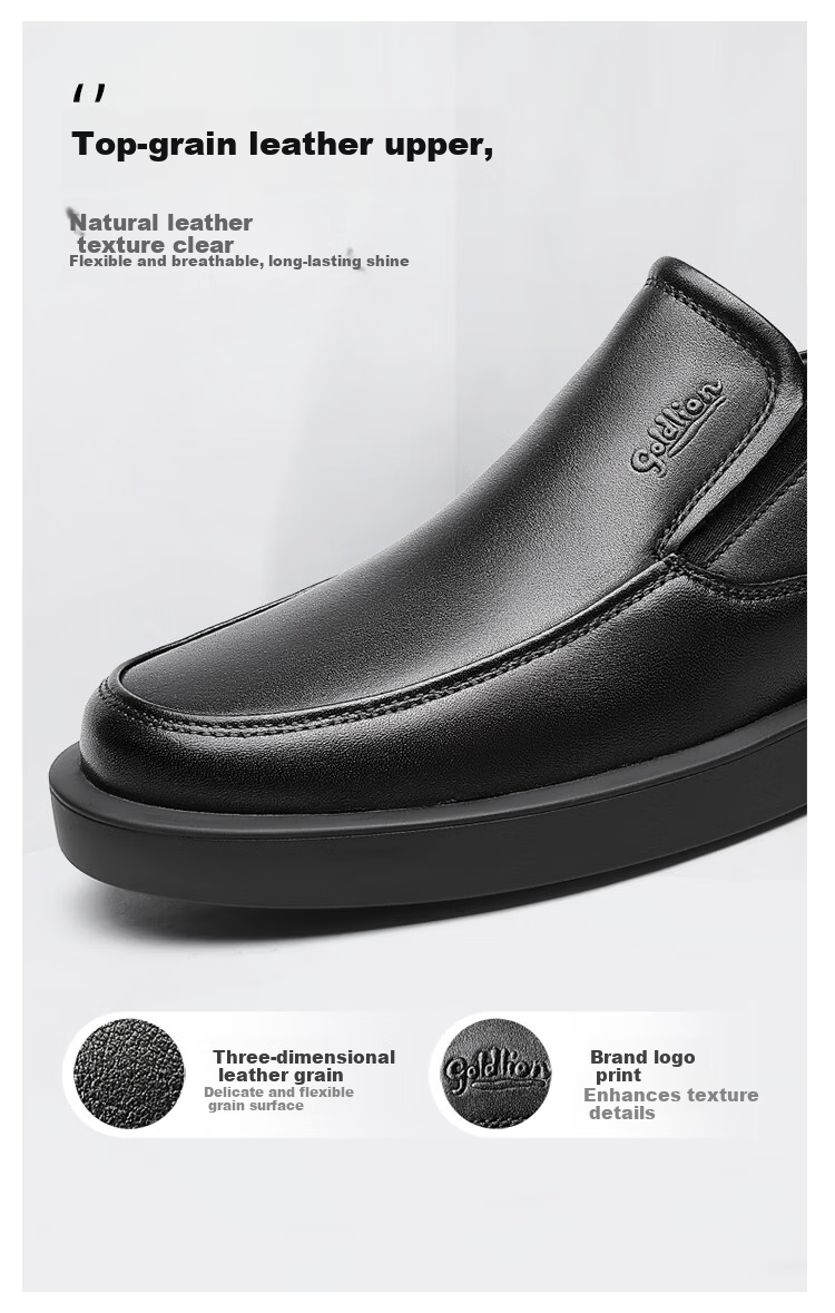 Goldlion Men's Casual Leather Slip-On Commuter Business Shoes G508530763AAB Black Size 40 4