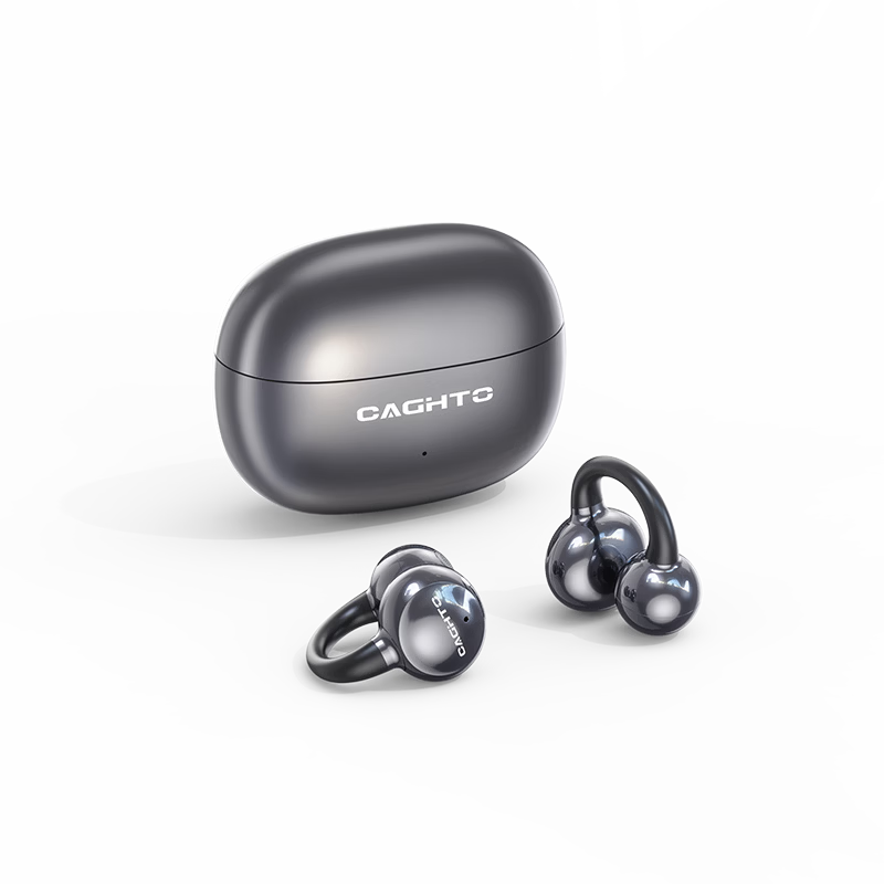 Chengao Open-Style Bluetooth Bone Conduction Ear Clip Headphones AI Call Noise Cancelling Wireless Non-In-Ear Running Sports Ear-Hook Sweatproof Gaming Mobile Phone E15 Black