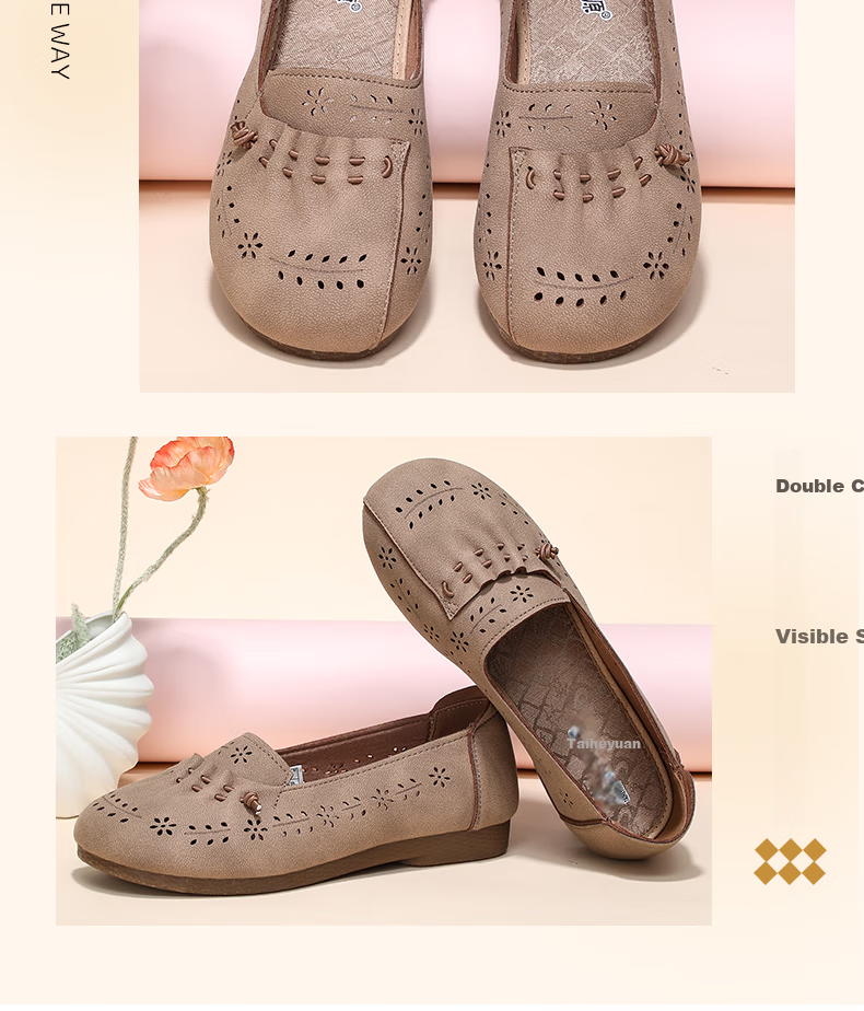 Taiheyuan Summer Women's Hollow Carved Anti-Slip Flat Shoes Comfortable Lightweight Middle-Aged and Elderly Mom Grandma Shoes 15