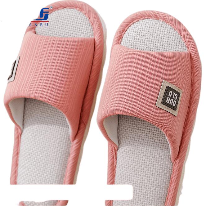 Huamei Jianbu Solid Color Cotton Linen Slippers Non-Slip Lightweight Breathable All-Season Sweat-Absorbing Floor Slippers HM6139 Green Size 40-41
