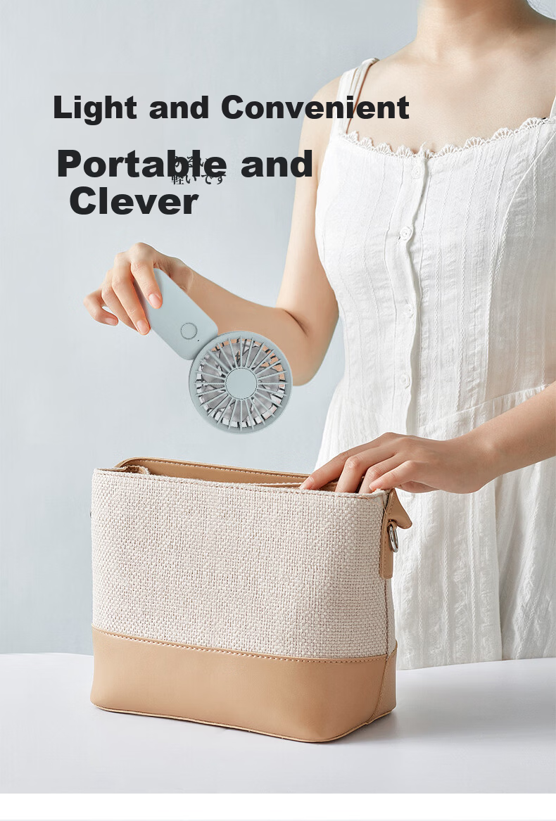 RHYTHM Japanese Brand Ultra-Quiet Handheld Fan Office Desktop Portable USB Rechargeable Long Battery Life Neck Hanging Mini Cooling Fan 9ZF031WA08 7