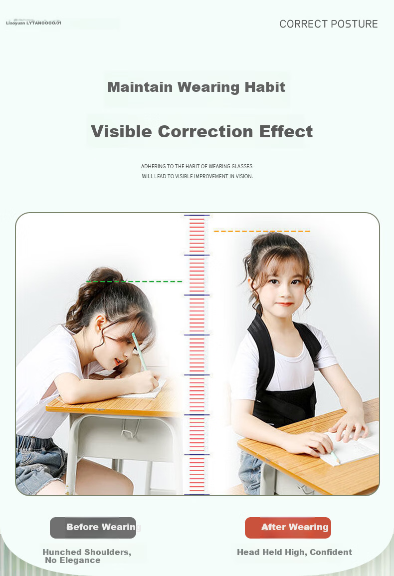 Liaoyuan Hunchback Corrector Posture Belt Waist and Spine Support Children's Student Unisex Shoulder Opening Back Straightening Sitting Posture Corrector 7