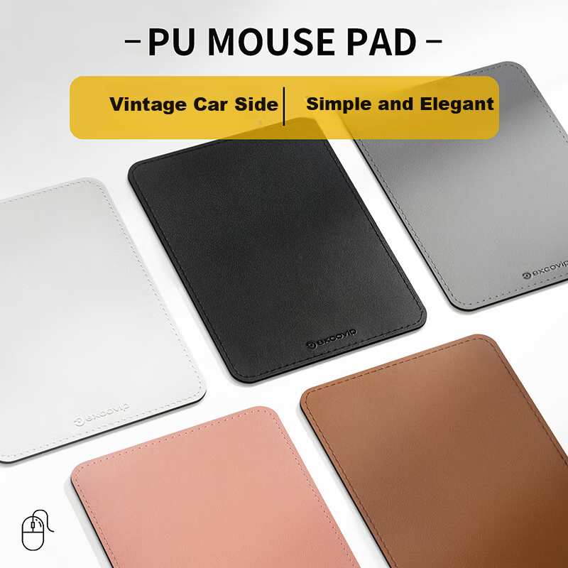 EXCO Vintage Orange Pink Leather Small Mouse Pad Portable Edge-Locked Waterproof Mini Mouse Mat Compact Office Use Unisex 1055 2