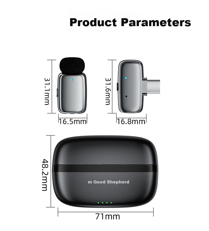 Good Shepherd Mini Wireless Lavalier Microphone for Mobile Live Streaming, Recording Device for Hosts, Short Videos, Meetings, Interviews, Outdoor Professional Noise-Cancelling Microphone 12