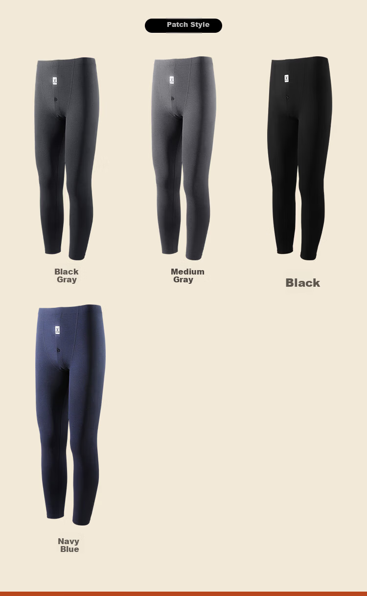 Playboy Men's Pure Cotton Antibacterial Thermal Long Johns Warm Cotton Pants Autumn Winter 5