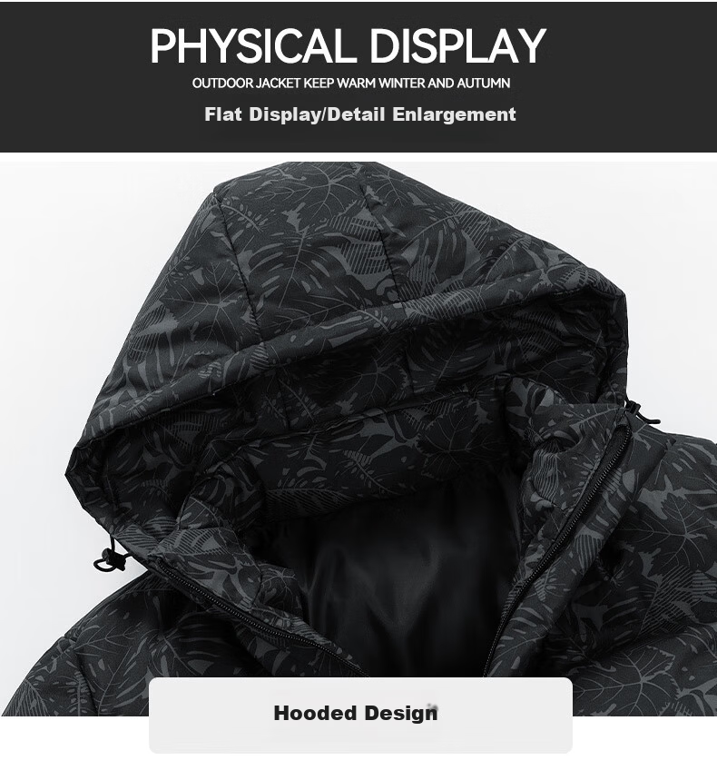 NASA MARVEL Men's Winter Padded Cotton Jacket Fleece Lined Thickened Hooded Outdoor Casual Trendy Coat 15