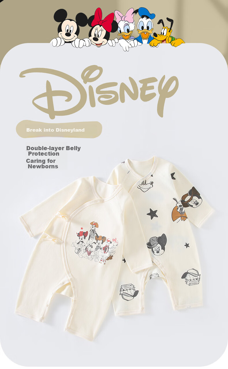 Disney Baby Newborn Romper Spring Autumn A-Class Pure Cotton Crawling Suit Full Moon 100 Days Bodysuit Pajamas 1