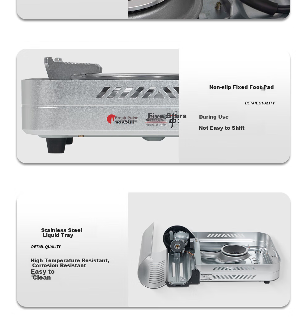 MAXSUN Ji'antu Butane Gas Stove MS-N7M Ultra-thin Medium Burner 2.5kW Premium Gray 13