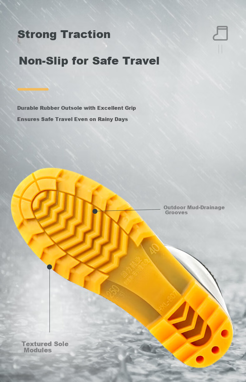 Warrior High Tube Rain Boots Waterproof Outdoor Non-Slip Rubber Shoes Reflective Patch Upgrade Model 8127 Black Size 45 7